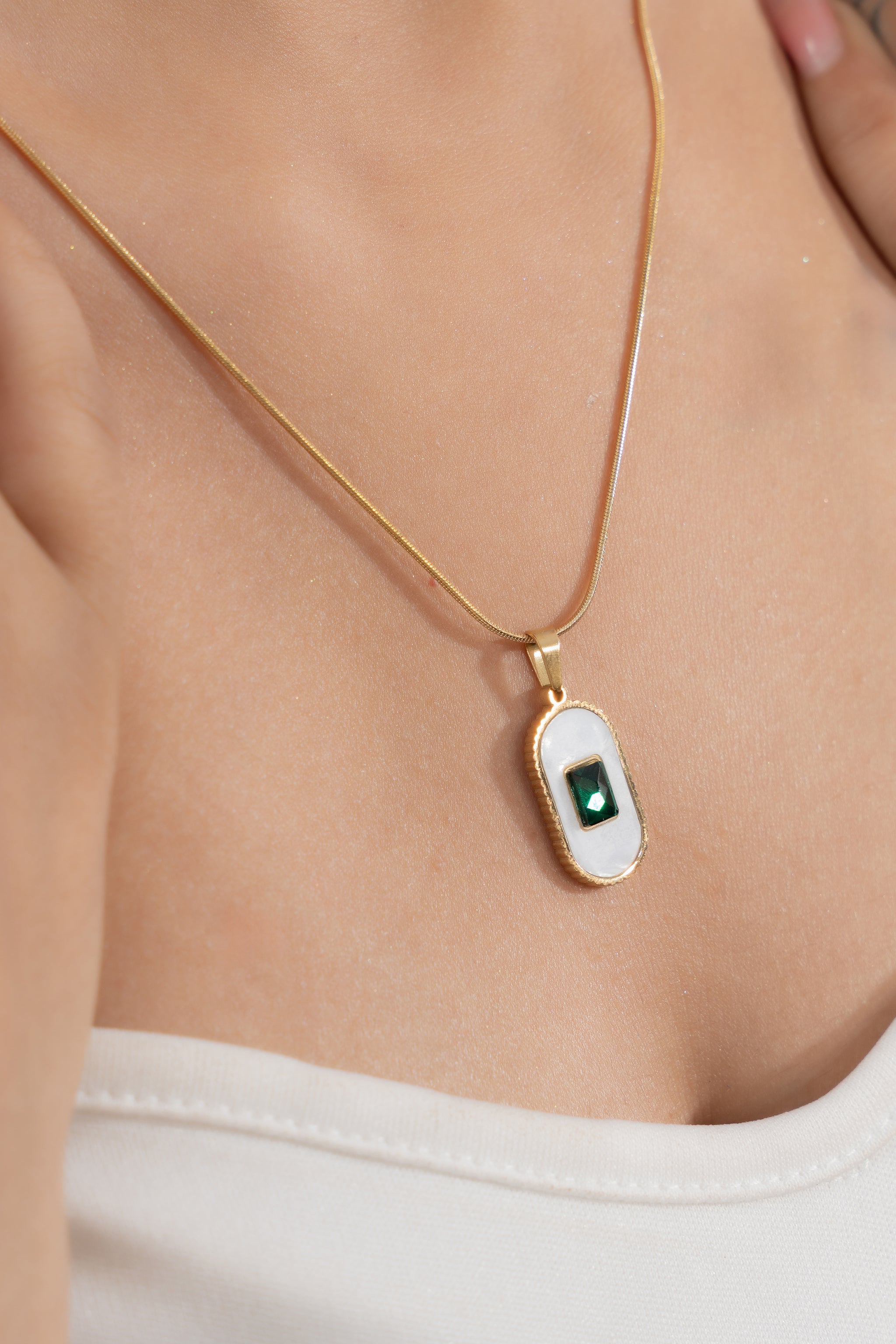 Emerald Tag Necklace